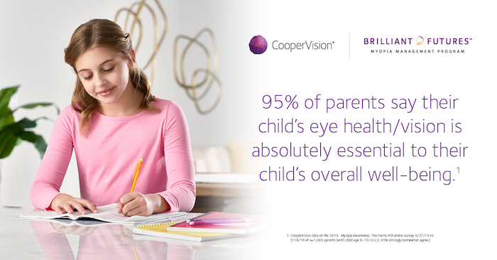 MiSight fact - 95% of parents say their child's eye health/vision is absolutely essential to their child's overall well-being